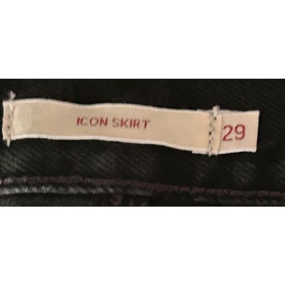 Levi’s Icon Button Fly Raw Hem Coated Denim Black Mini Skirt 29X14 - Picture 7 of 8